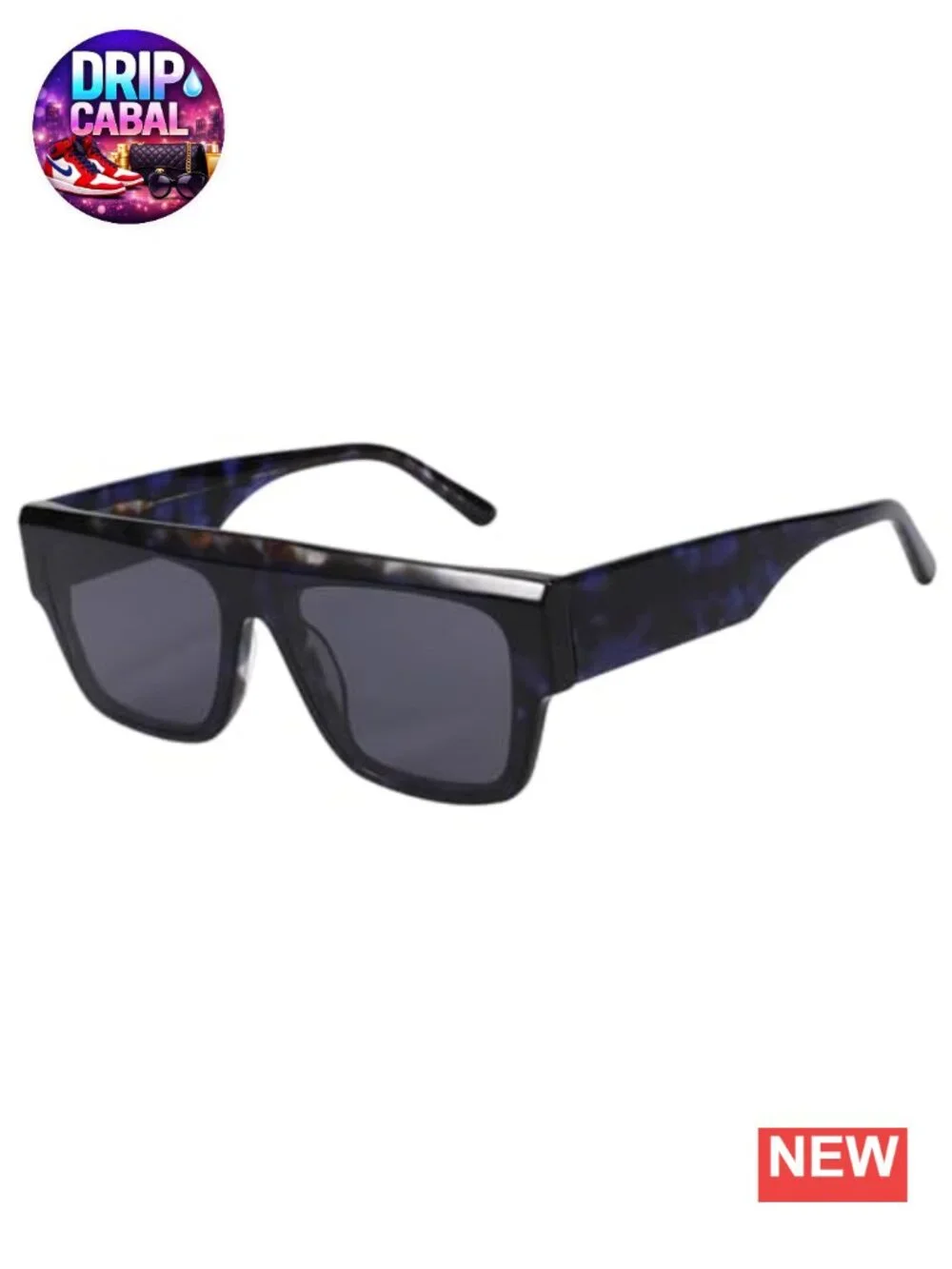 Retro Flat Top Square Sunglasses UV400 Protection Bold Thick Frame Shades